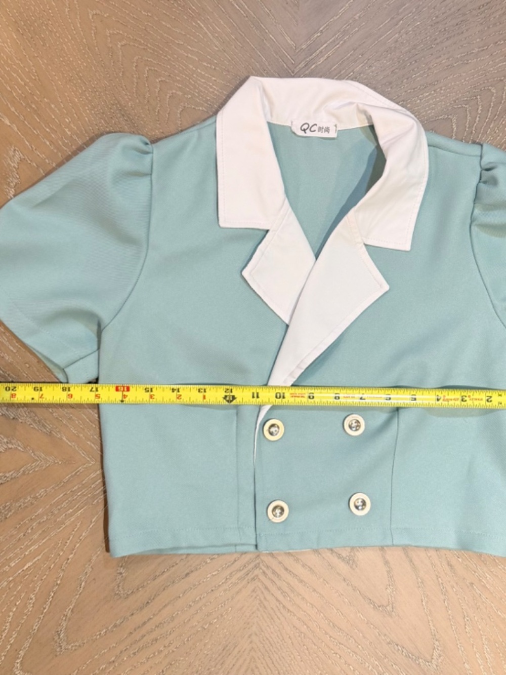 Mint Green Two-Piece Skirt Set w/ White Collar – Retro Style - Picture 8 of 10